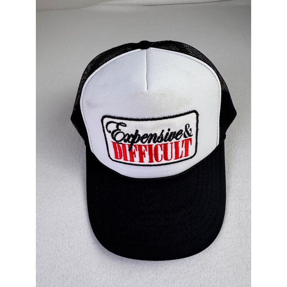 Expensive & Difficult Trucker Hat OTTO Black White Mesh Snapback Y2K Slogan